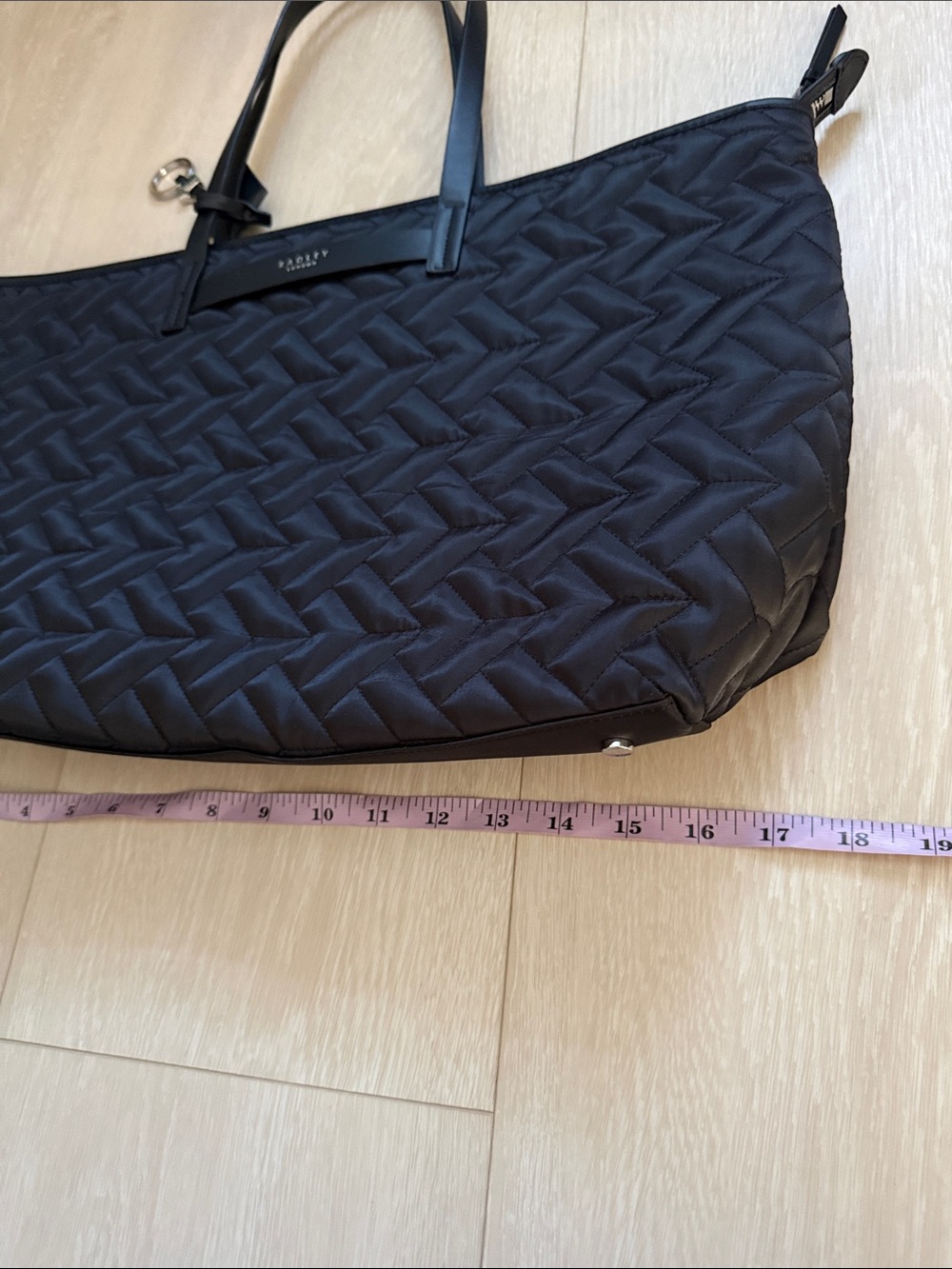 RADLEY LONDON Black Quilted Tote with Leather Strap Charm - Picture 10 of 14